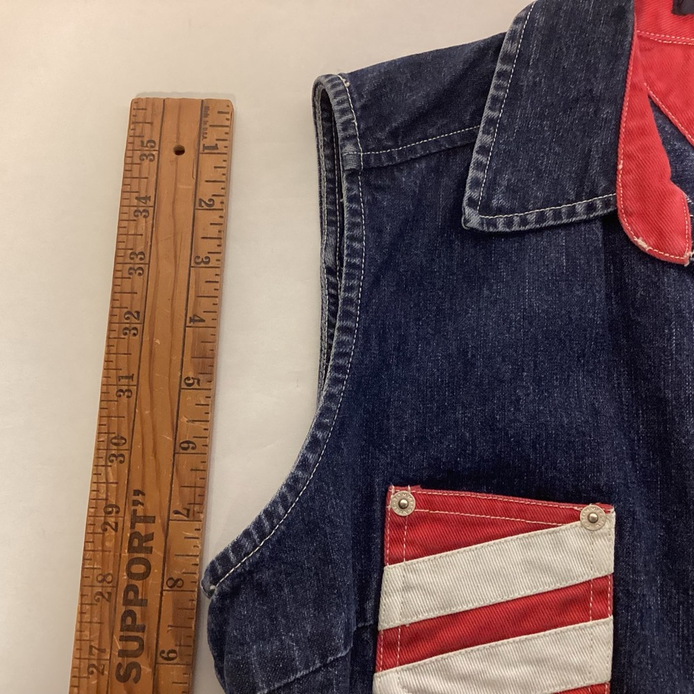 Patriotic American Flag Design Tommy Jeans Vintage blue denim Womens Vest medium - Picture 6 of 9